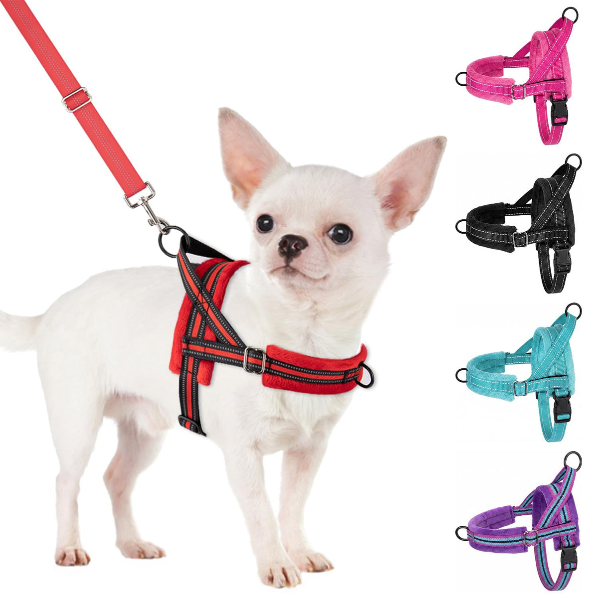 SlowTon No Pull Small Dog Harness and Leash Set with Front Clip