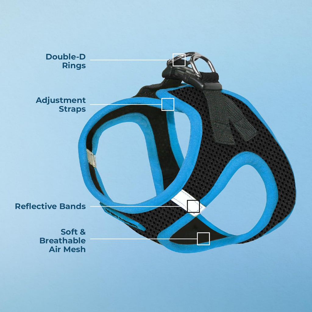 Voyager Step-in Air Dog Vest Harness - Black/Blue Trim, X-Large