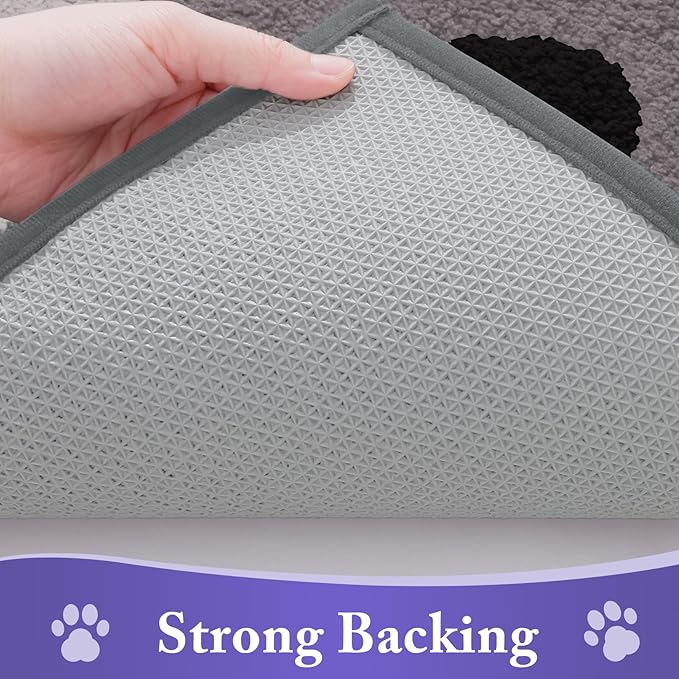 Buganda Dog Door Mat for Muddy Paws, Absorbent Dirt Trapper Non Slip Indoor Doormats, Washable Low-Profile Mat for Mud Dogs, Entryway Carpet for Inside Floor (48x30 Inches, Grey)
