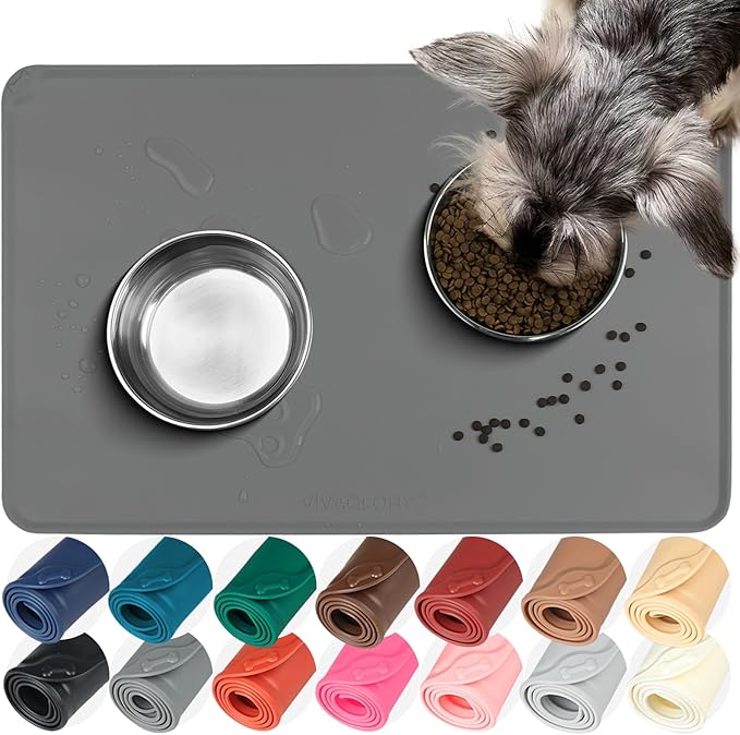 VIVAGLORY Pet Food Mat Flexmat Dog Bowl Mat