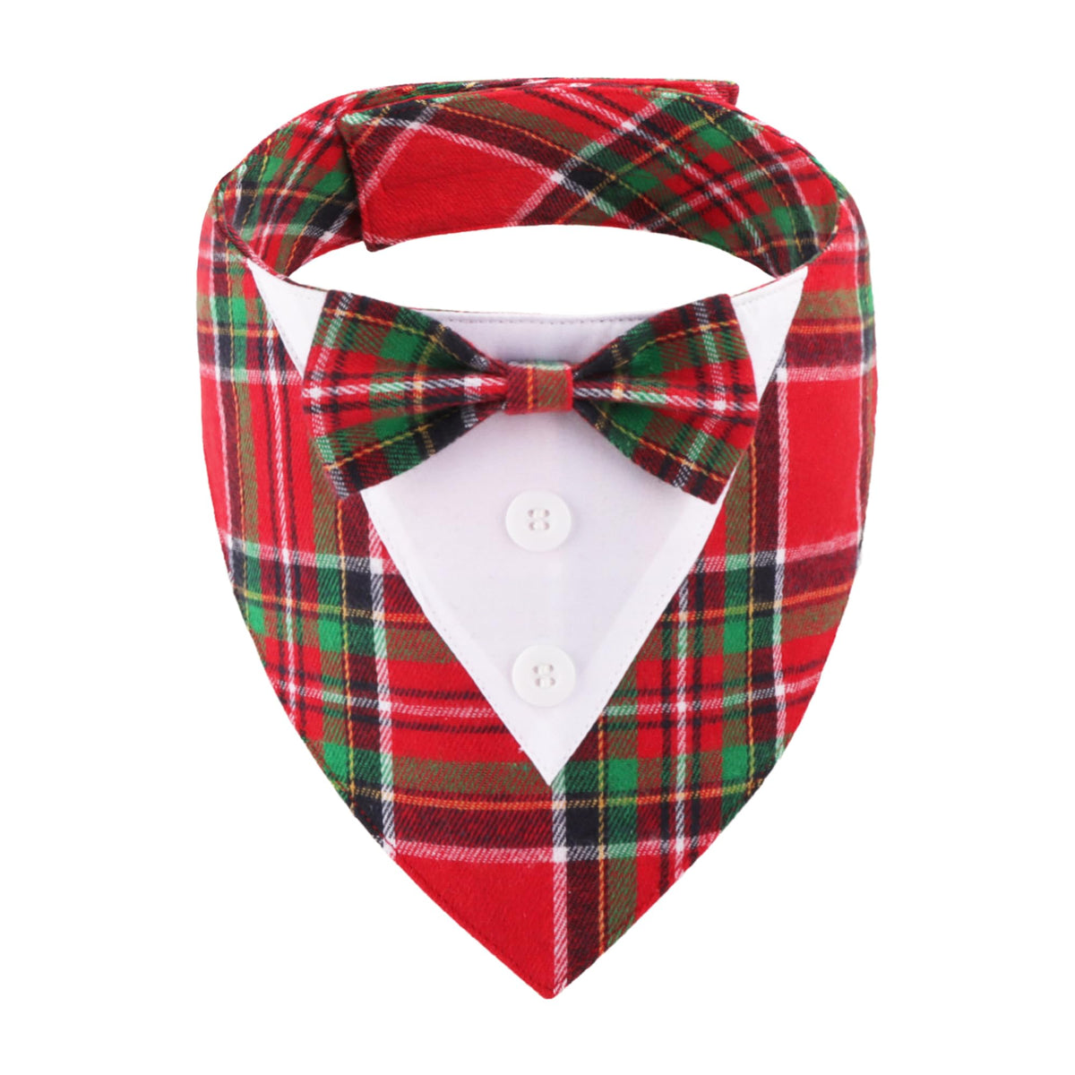 ADOGGYGO Fall Dog Tuxedo Bandana, Plaid Thanksgiving Dog Bow Tie Collar, XS