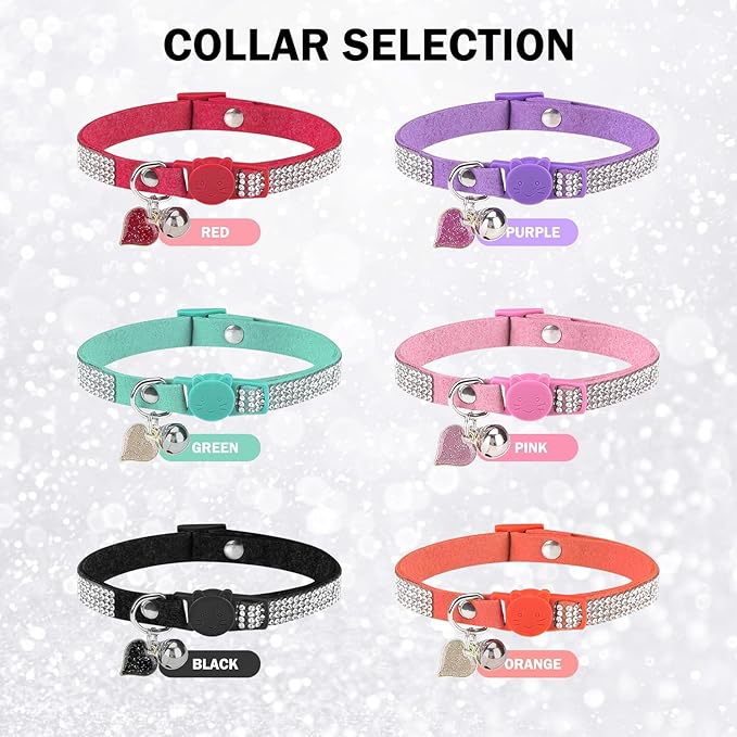 DILLYBUD Rhinestone Cat Collar Breakaway, Bling Sparkly Diamond, Black