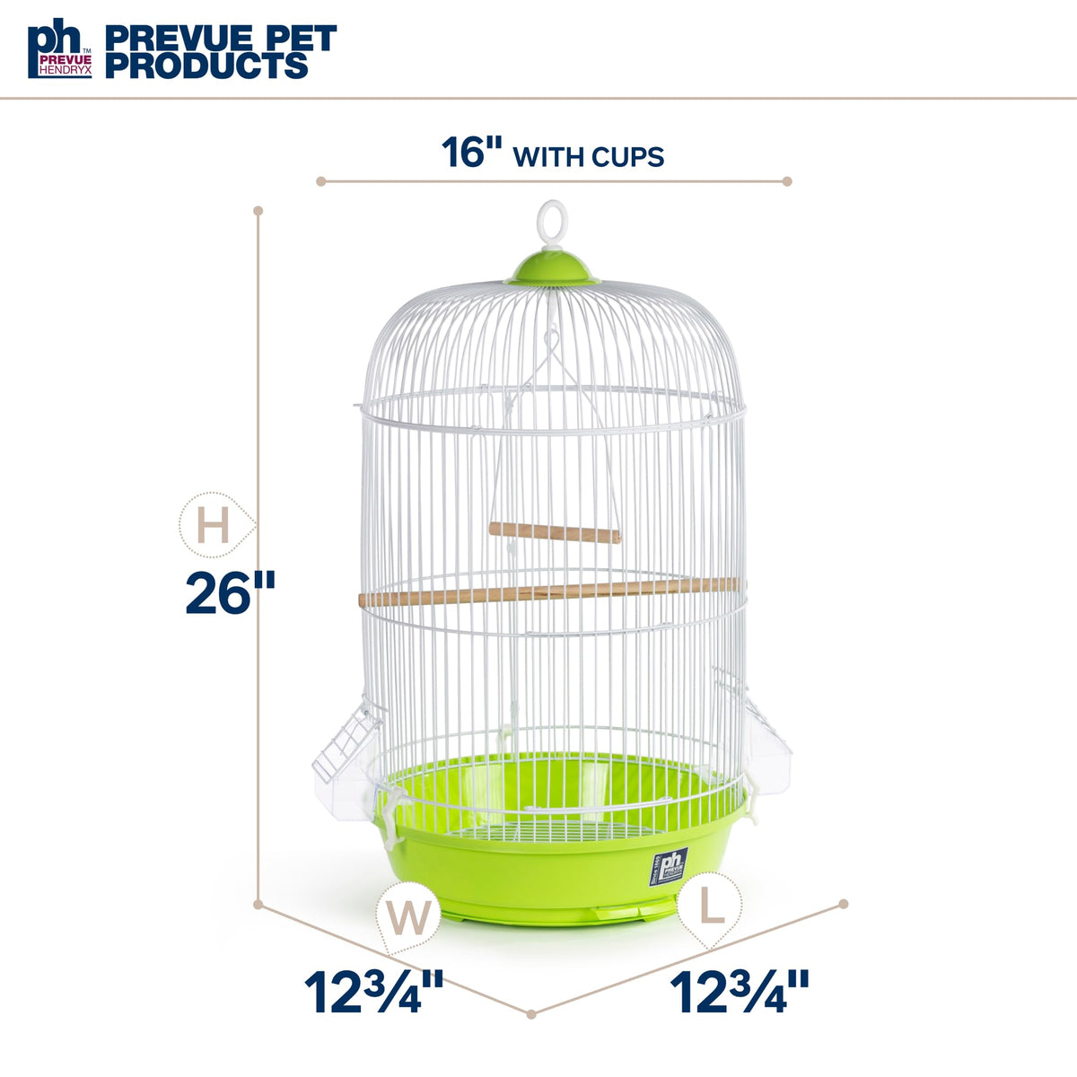 Prevue Hendryx SP31999G Classic Round Bird Cage, Green,1/2"