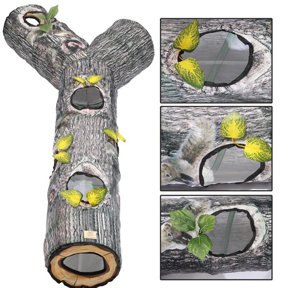 AMYESE Cat Tunnels for Indoor Cats - Interactive Tree Trunk Cat Activity Play Tunnels with Peek Holes, Collapsible Pet Tube Puzzle Hunt Chase Training Center Toys for Kitten, Ferret, Small Animals
