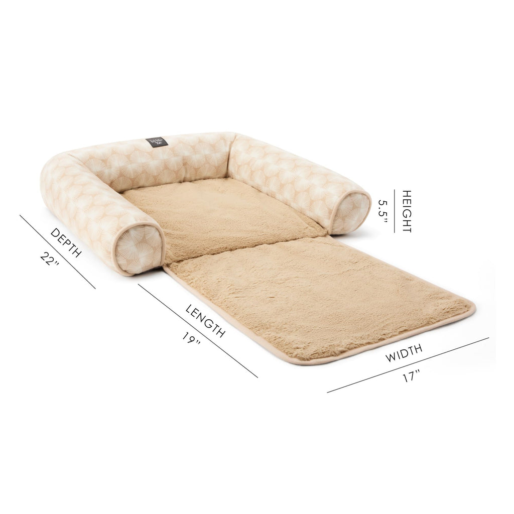 Nicole Miller New York PET Kendall Fluted Geo Cozy Couch Protector Pet Bed, Cozy & Calming, Non-Slip Bottom, Machine Washable, Taupe, Large 40"x23"x4"