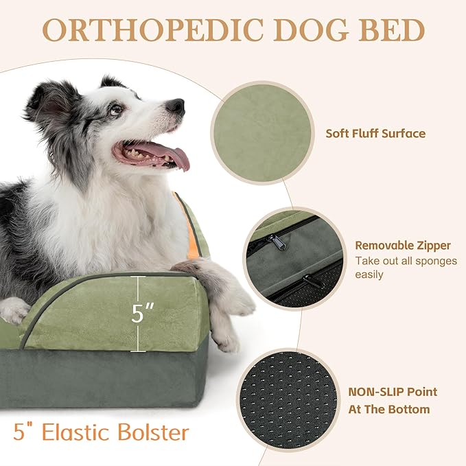 Comfort Expression Orthopedic Dog Beds for Large Sized Dog with Bolster