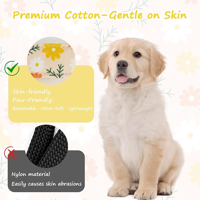 Astdogio Dog Collar for Extra Small Dogs, Spring &Summer Theme Orange Small Dog Collars with Flower Pattern, Adjustable Puppy Dog Collars, Cute Girl or Boy Dog Collar Ideal for Gifts,Pet Accessory,S