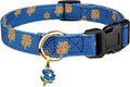 Cotton Handmade Dog Collar Cute and Distinctive Patterns Blue Rose with Pendant for Girl Boy Dogs Collars M