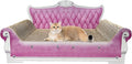INRLKIT Luxury Cardboard Cat Scratcher Sofa Bed, Couch Shaped Scratching Board with Catnip, Scratcher for Indoor Cats, Large Pink