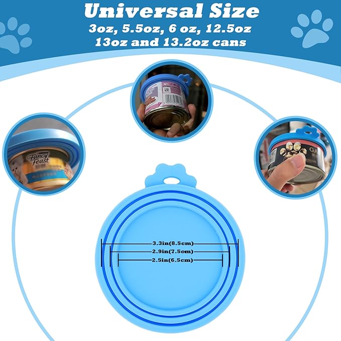 DORUI Cat Treat Spoon Squeeze & 3 Pcs Can Lids | Cat Treat Feeder for Liquid Snack | Universal Silicone Pet Can Covers BPA Free | Churu Spoon Dispenser(Blue)