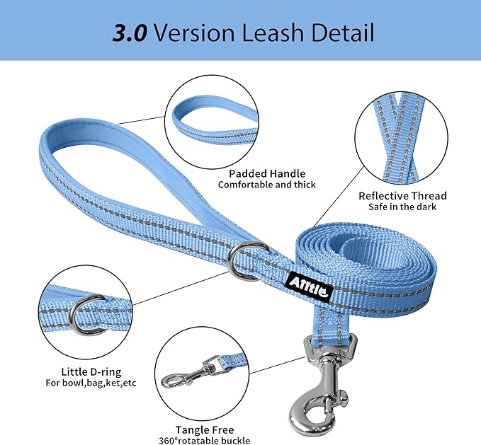 AIITLE No Pull Dog Harness and Leash Set, Step in Adjustable Dog Harness with Padded Vest for All Weather, Dog Leash with Soft Padded Handle, Easy to Put on Small and Medium Dogs Blue S