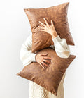 GEGELICA Pack of 2 Faux Leather Decorative Throw Pillow Covers 20X20 Inch