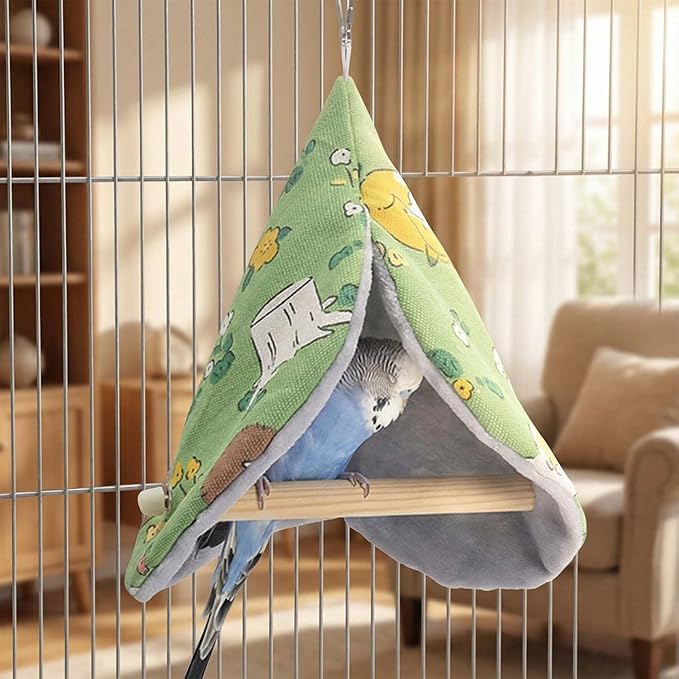 FLAdorepet Bird Hanging Tent Bed Parrot Parakeet Nest with Wooden Perch