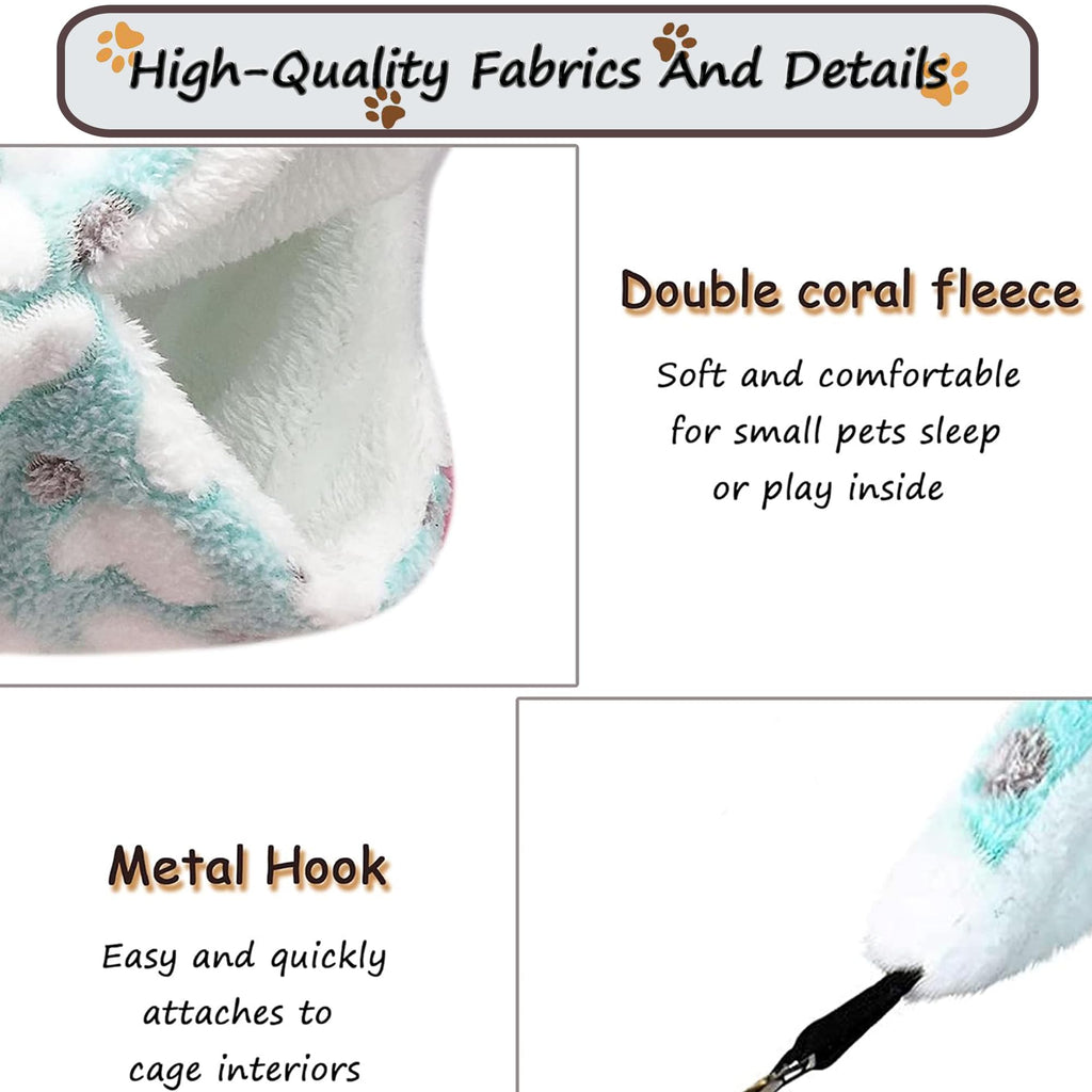 OINEEDU Guinea Pig Ferret Hammock for Cage - Machine Washable Double-Decker Hanging Bed - Fits Sugar Glider,Rat,Hamster,Gerbil - 13.3" x 13.3" - Love Green Pattern