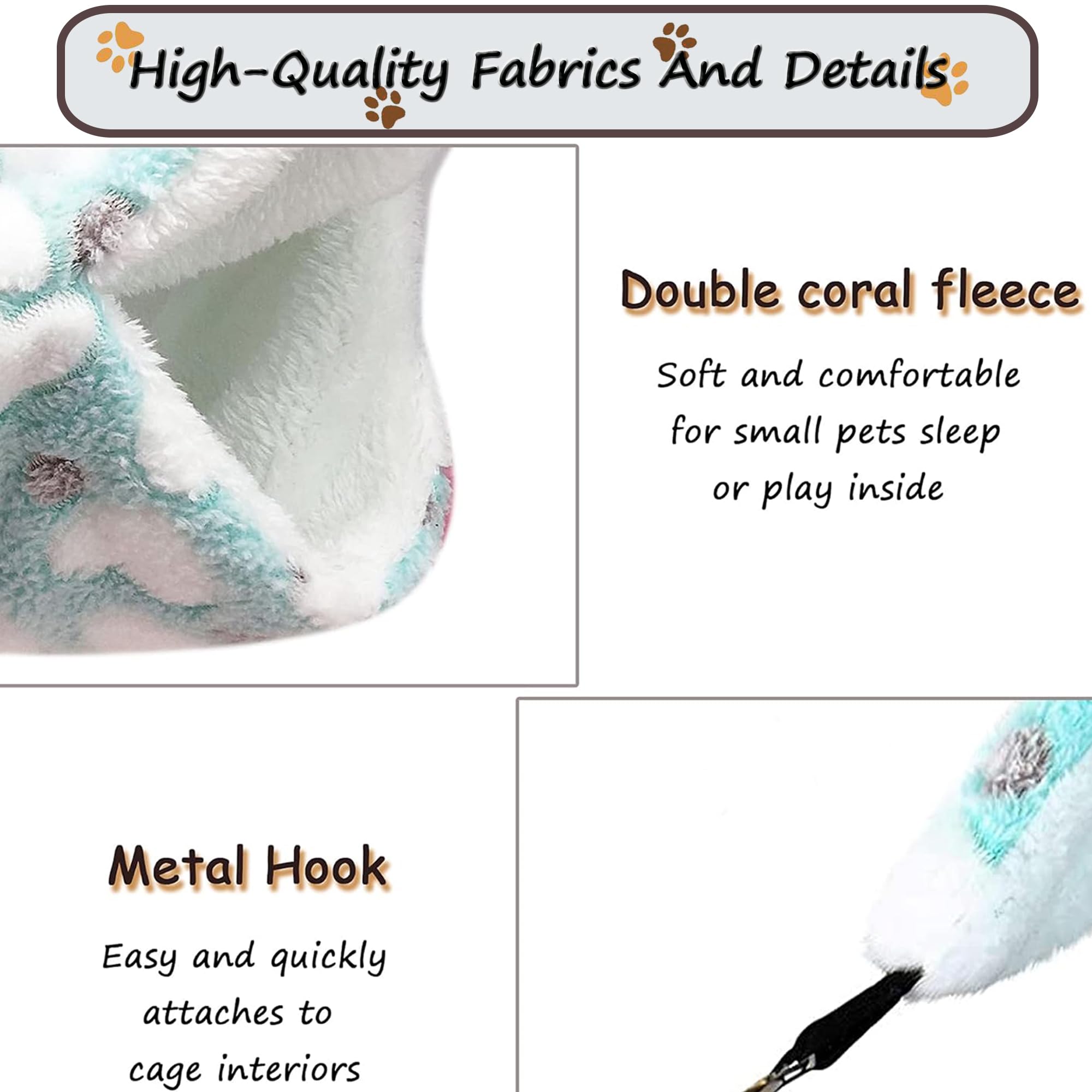 OINEEDU Guinea Pig Ferret Hammock for Cage - Machine Washable Double-Decker Hanging Bed - Fits Sugar Glider,Rat,Hamster,Gerbil - 13.3" x 13.3" - Love Green Pattern