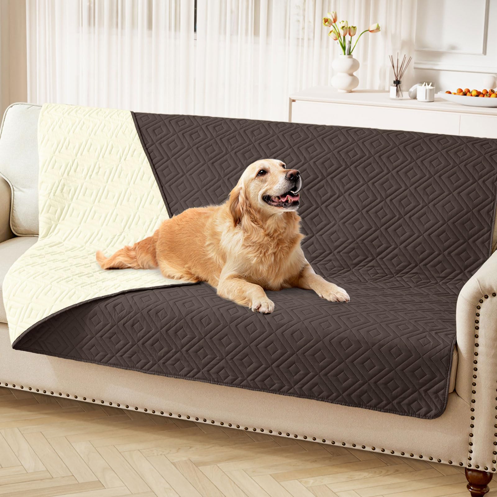 hyha Waterproof Reversible Dog Blanket, Pet Blanket for Sofa Couch