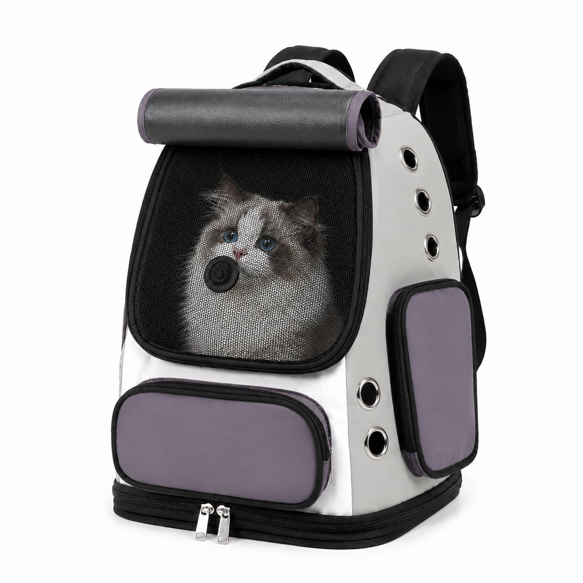 GixDix Cat Backpack Carrier, TSA Airline Approved Pet Travel Bag for Small Medium Dogs, Ventilated Hiking Camping Backpack for Cats, Kitten and Puppy up to 18 lbs, Gray Mesh