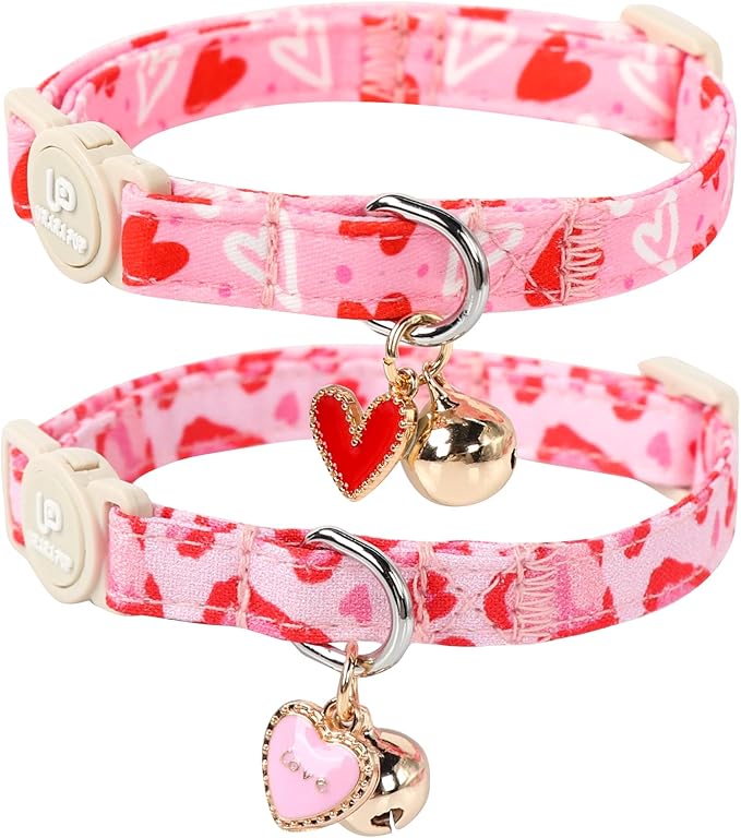 UP URARA PUP Cat Collar,2Pack Summer Cat Collars Cute Breakaway,Spring Green Leaf Flower Kitten Collar with Bell, Kitty Collars with Safety Buckle for Girl & Boy Cats