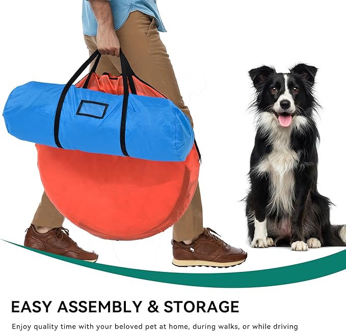 DWVO Dog Agility Accessories Kit: Comprises of a Teaser Pole, 2 Hurdles, 6 Weaving Poles, Agility Tunnel, Pause Box, Full Set of Agility Equipment for Backyard Indoors Outdoors