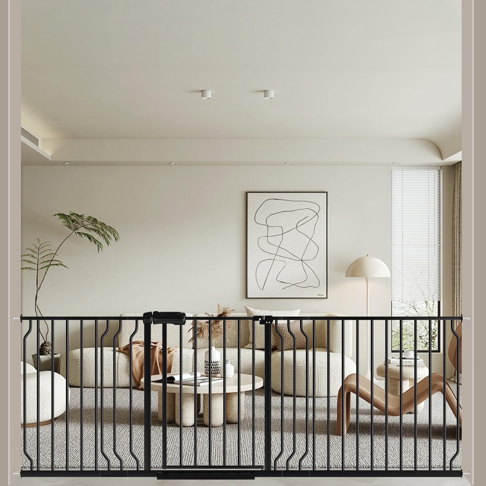 WAOWAO 71.65-85.03" Extra Wide Baby Gate Pressure Mounted 30" Tall Black