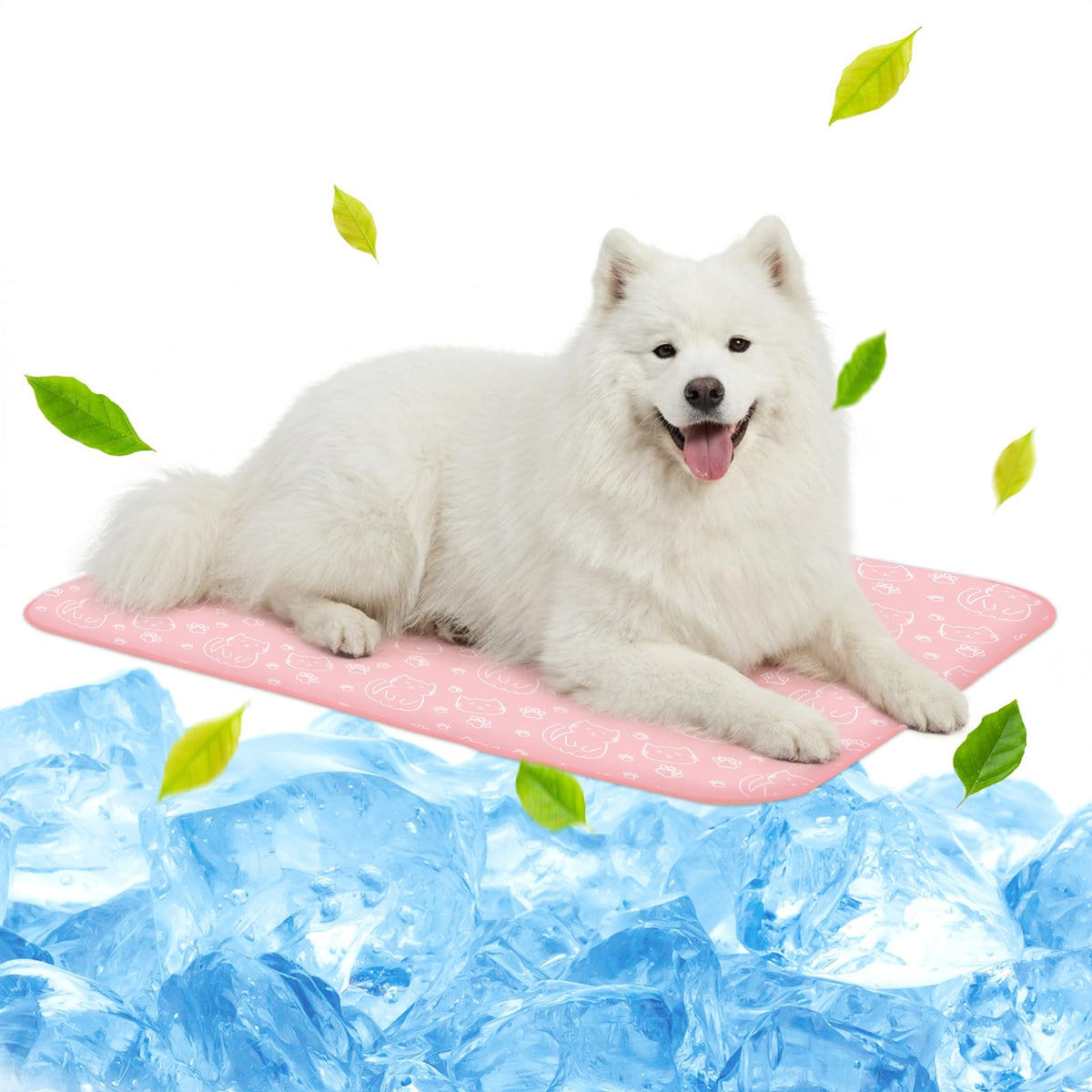 NWK Pet Cooling Mat Q-Max>0.345 Fabric for Dogs & Cats (Purple Fish, Large)