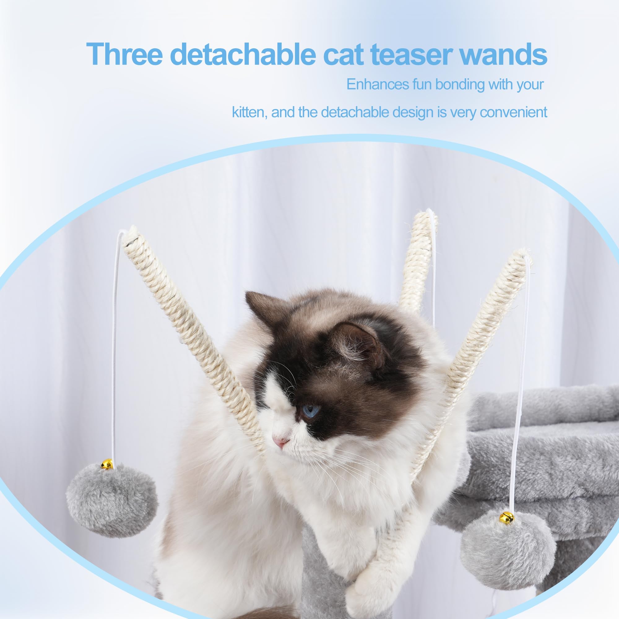 Hey-brother Cat Tree Tower with Removable Toys, Scratching Posts, MPJ008SW