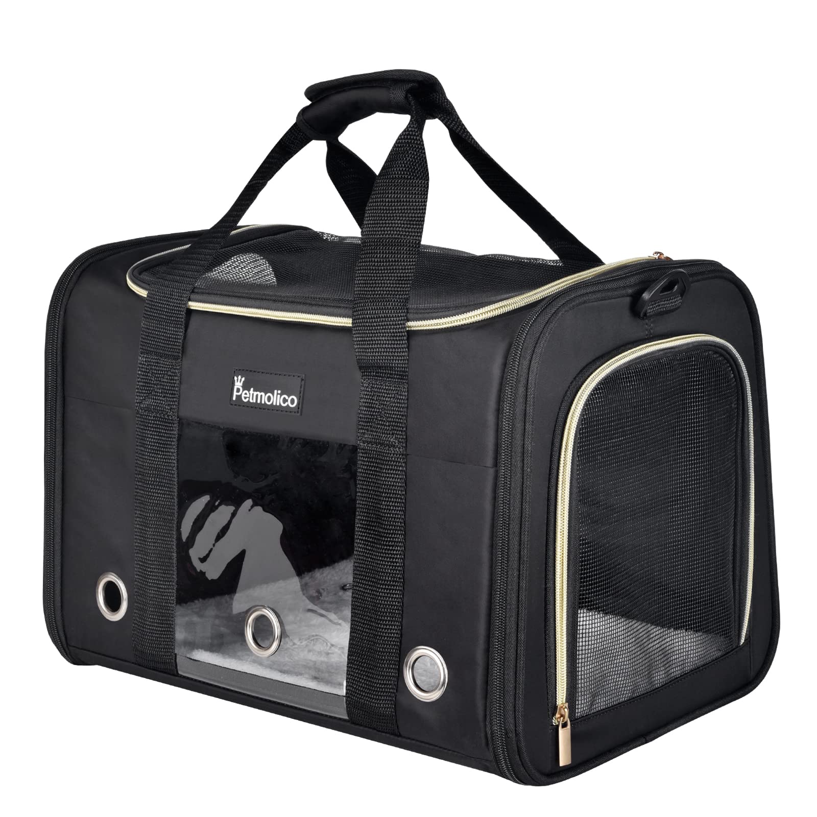 Petmolico Cat Carrier Soft-Sided Airline Approved, Medium,Black