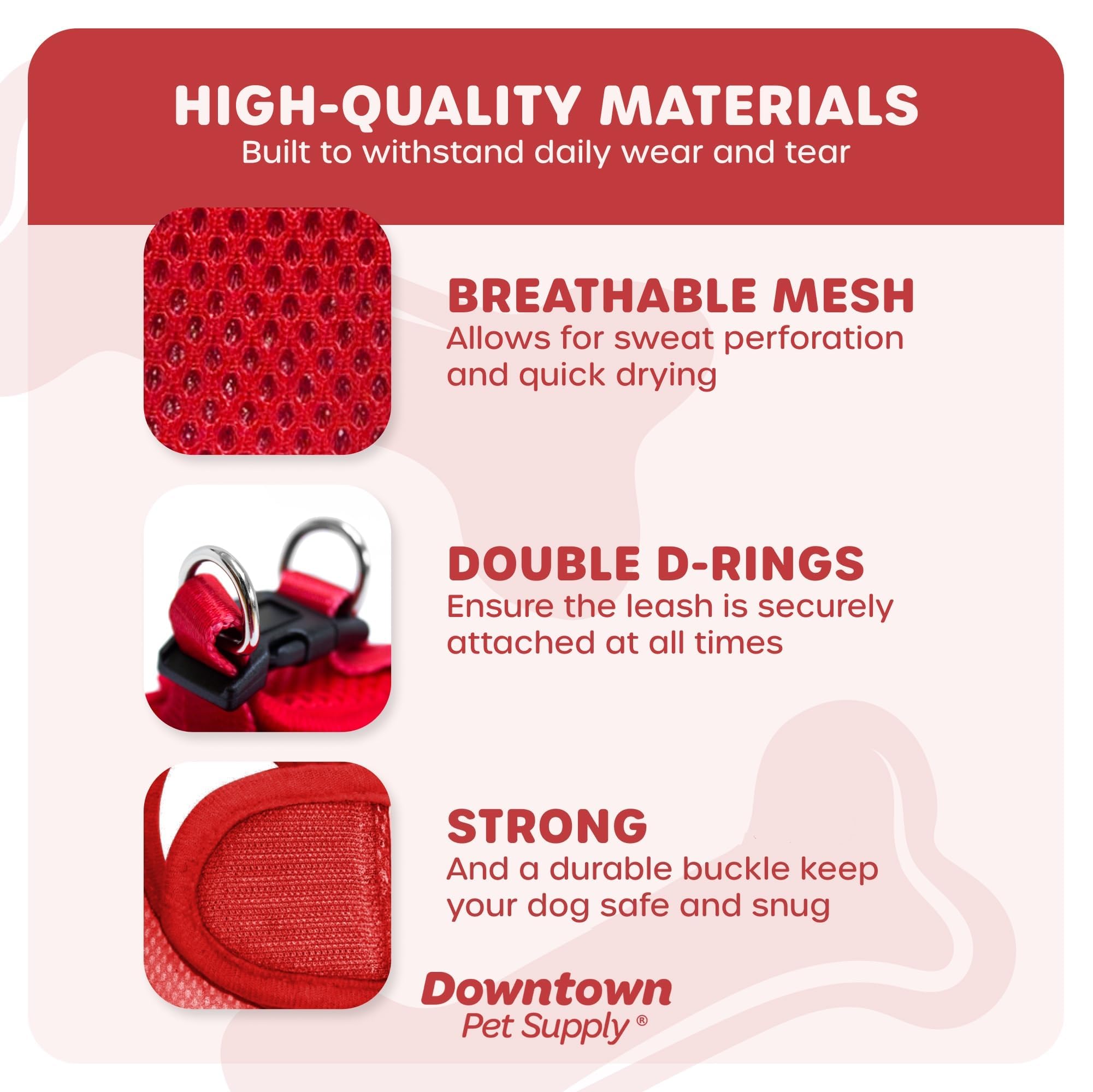 Downtown Pet Supply Step-in Dog Harness – No Pull, Adjustable Padded Mesh with Reflective Trim, Secure Buckle Strap – Comfortable & Breathable Small Dog Harness, X-Small, Red