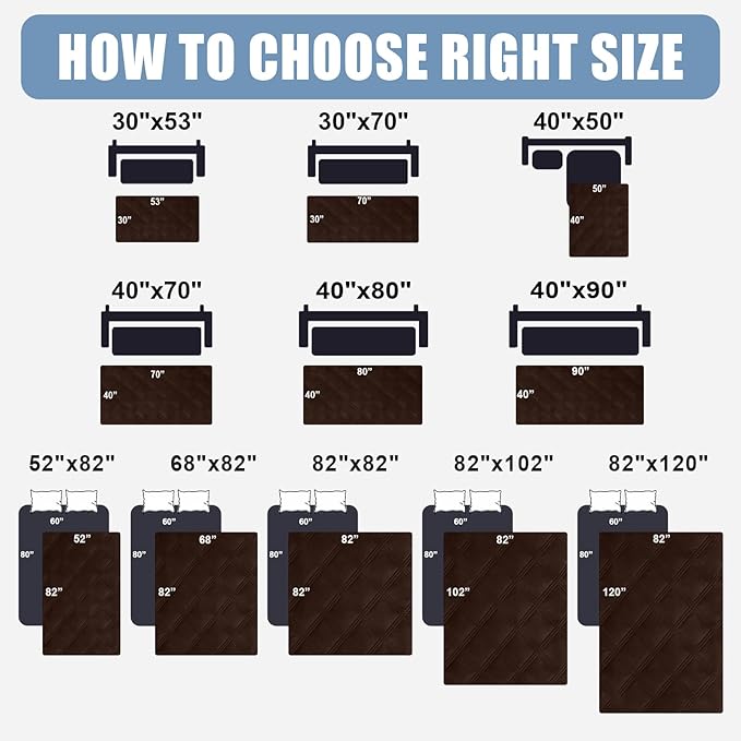 Smiry Waterproof Dog Bed Cover Blanket 40x50, Soft Reversible Pet Blanket, Washable Leakproof Cats Dogs Couch Cover for Sofa, Couch, Furniture, Chocolate/Beige