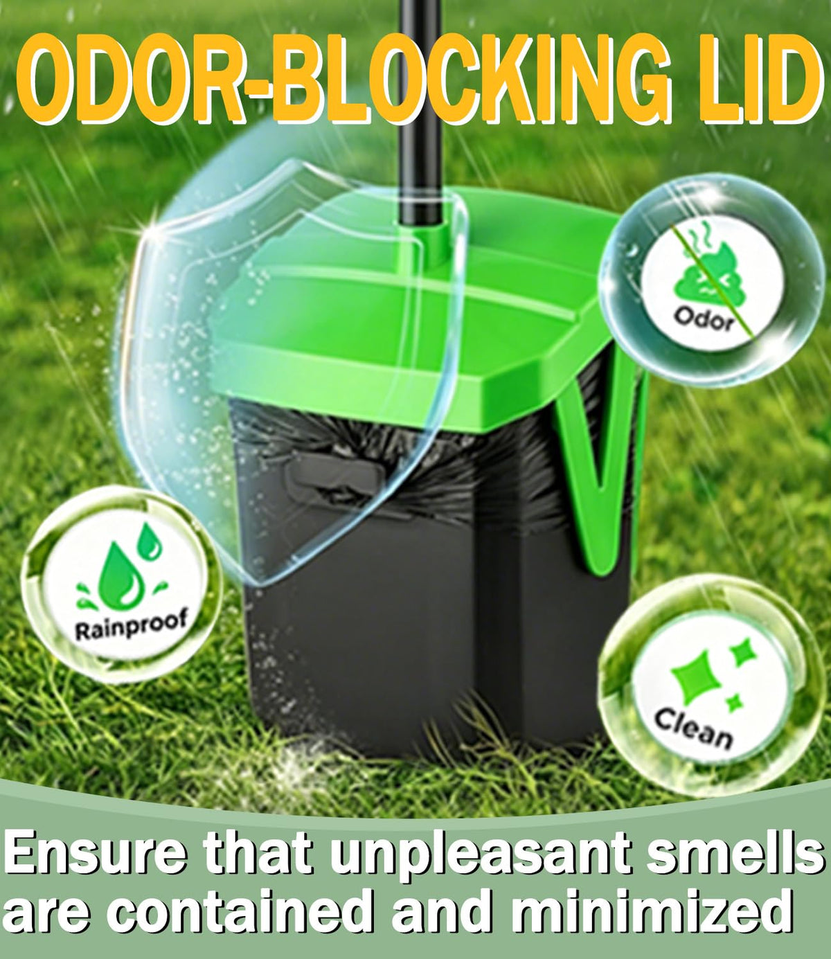 FUSBUNTY Dog Pooper Scooper, Swivel Bin & Rake Set with 100 Waste Bags