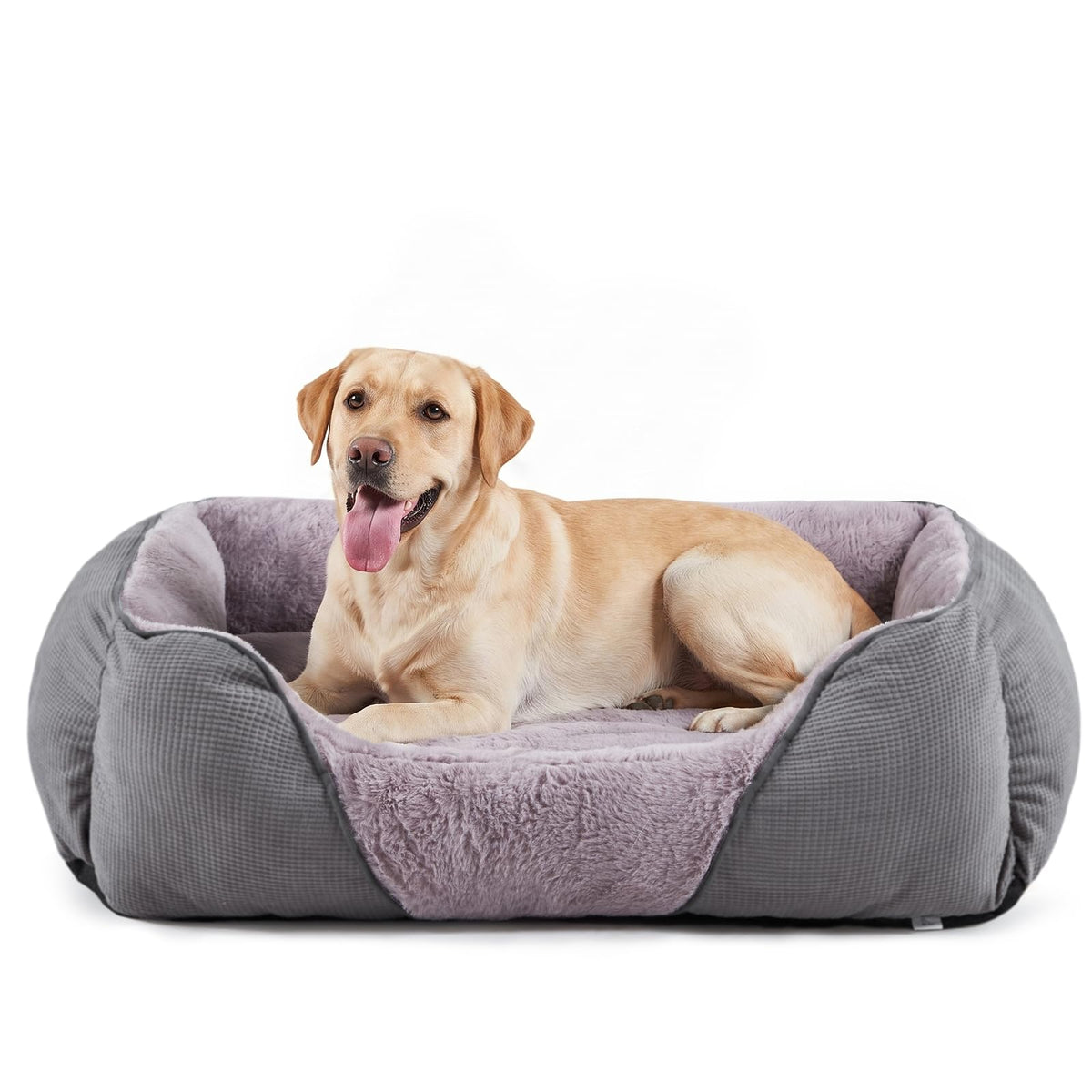 MIXJOY Dog Bed for Large Medium Small Dogs, Rectangle Washable Sleeping Puppy Bed, Soft Calming Cat Beds for Indoor Cats, Orthopedic Pet Sofa Bed, Anti-Slip Bottom with Multiple Size (25'', Grey)