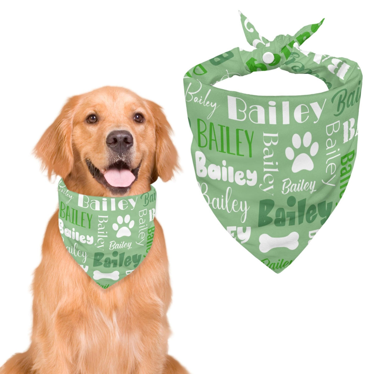 Personalized Dog Bandanas Custom Neckwear Name Button Anti-loosening