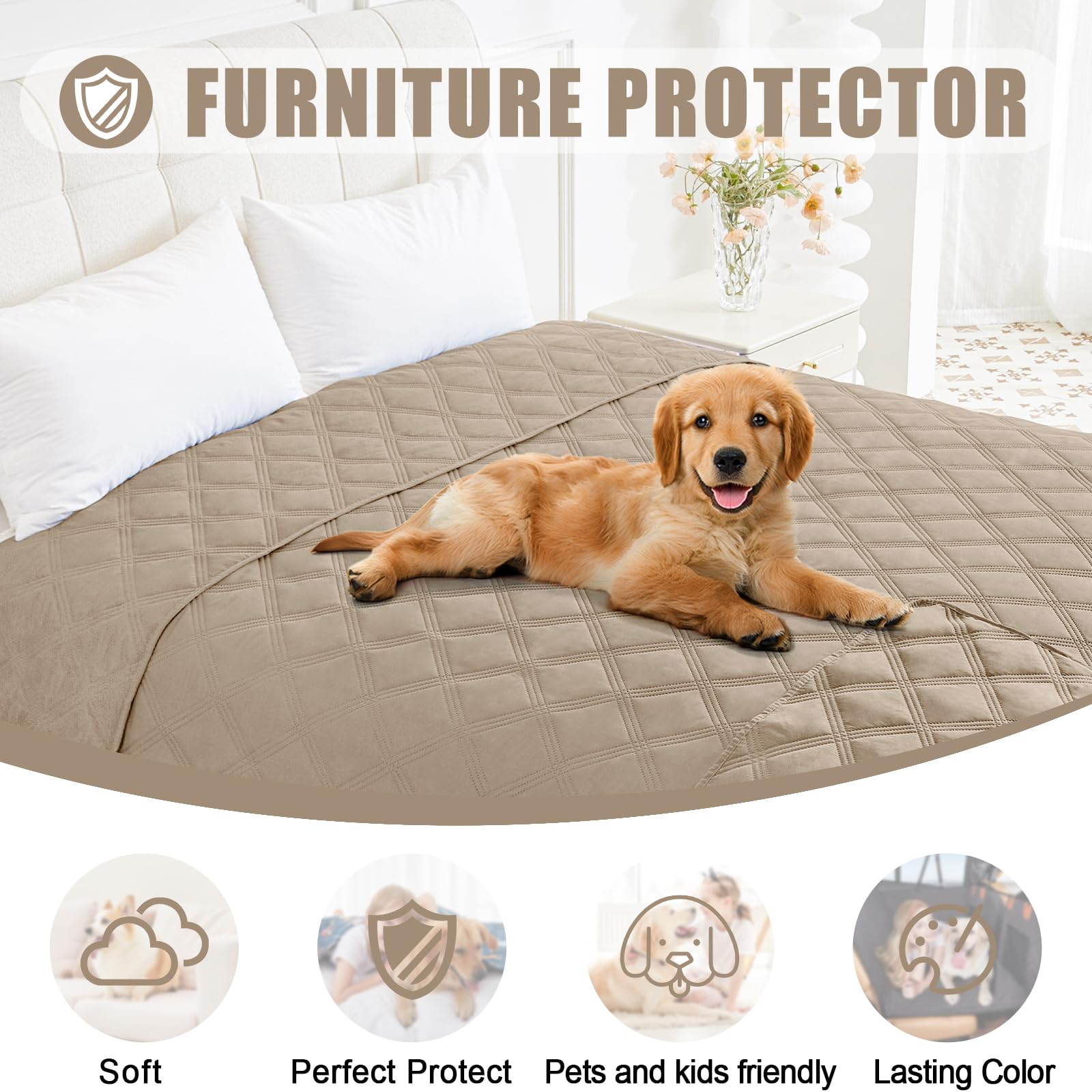 Smiry Waterproof Dog Bed Cover, Reversible Pet Blanket for Sofa Couch