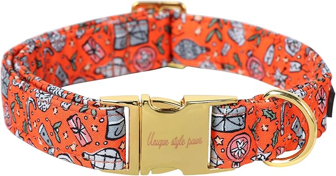 Unique style paws Dog Collar Metal Buckle Collar for Autumn Winter Christmas for Small Medium Large Boys Girls Dogs — S
