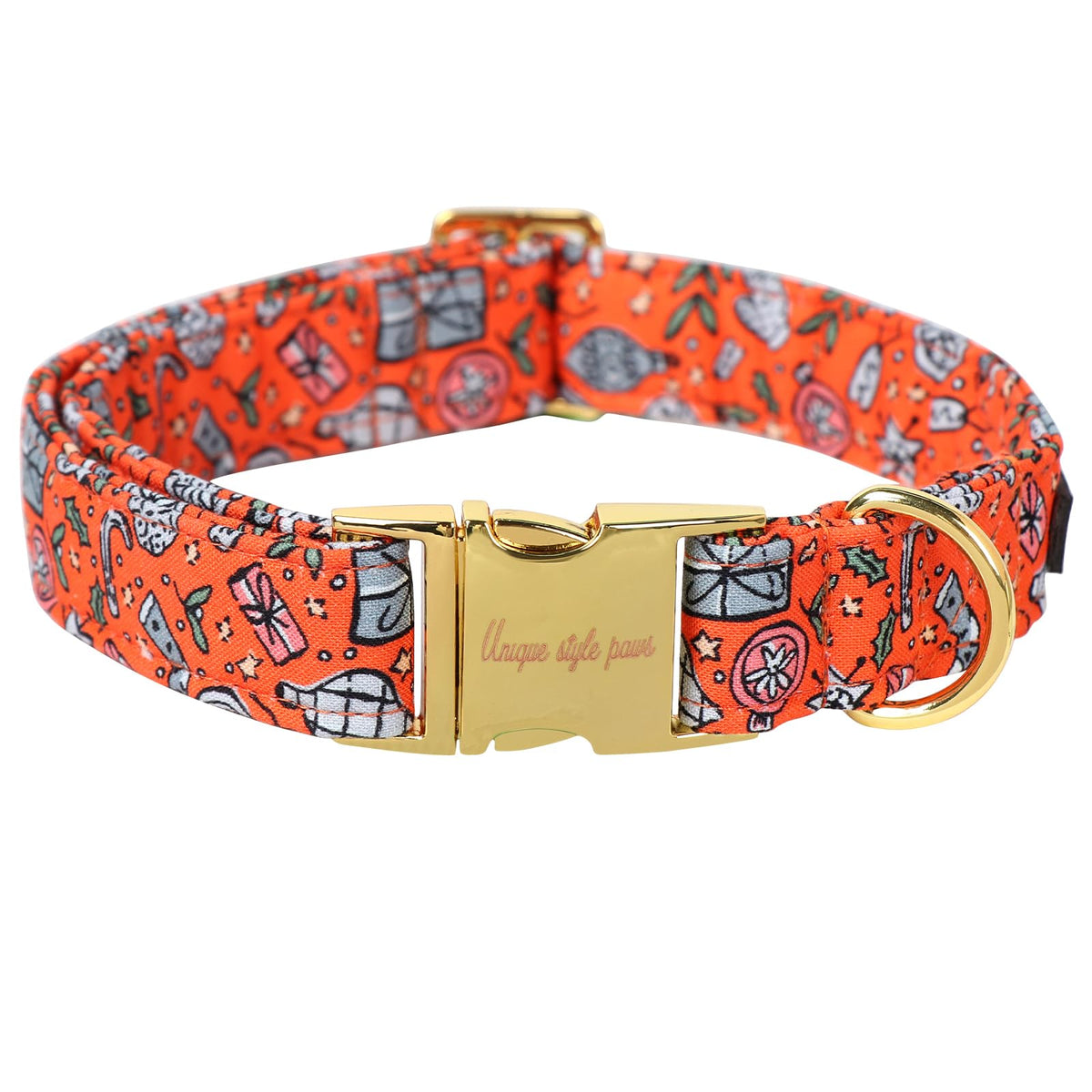 Unique style paws Dog Collar Metal Buckle Blue Striped Flower Collar Gift Durable Cute Collar for Small Medium Large Boys Girls Dogs