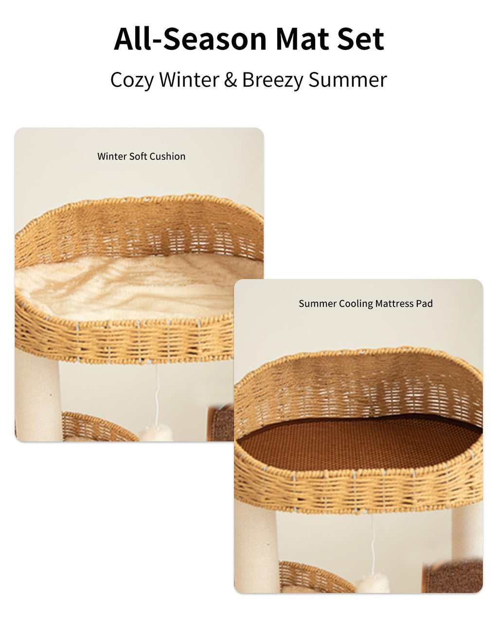 PETTIFUL Wood Cat Tree for Large Cats, Modern Cat Tree Tower with Wide Shelves Cotton Scratching Posts, Super Sturdy Base, Cozy Perches, and Interactive Toys for Indoor Kittens