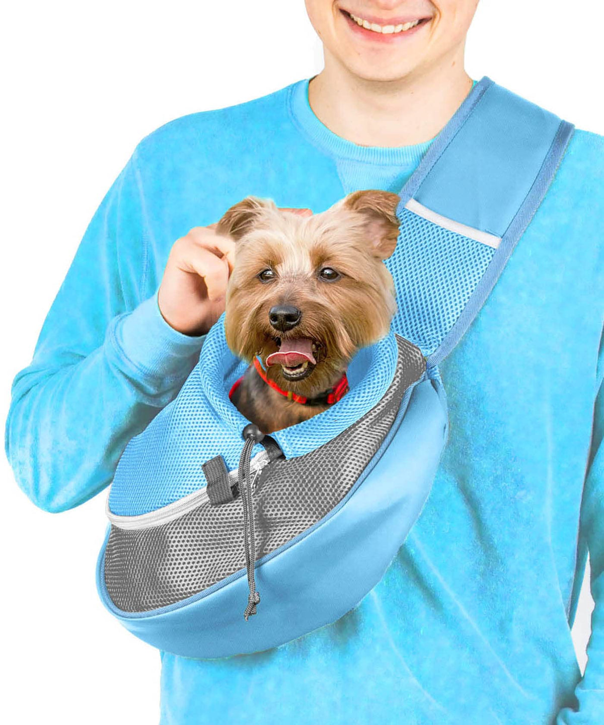 Cuddlissimo Small Dog Sling Carrier, Pet Cat Sling, Puppy Pouch - Red-S