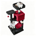 DUMOS 54-inch Indoor Cat Tree Tower –Multi-Level Pet House for Large Cats with 2 Condos, Scratching Posts, Round Platform, Small Ladder, and Toys – Perfect for Cats of All Ages, Dark Grey