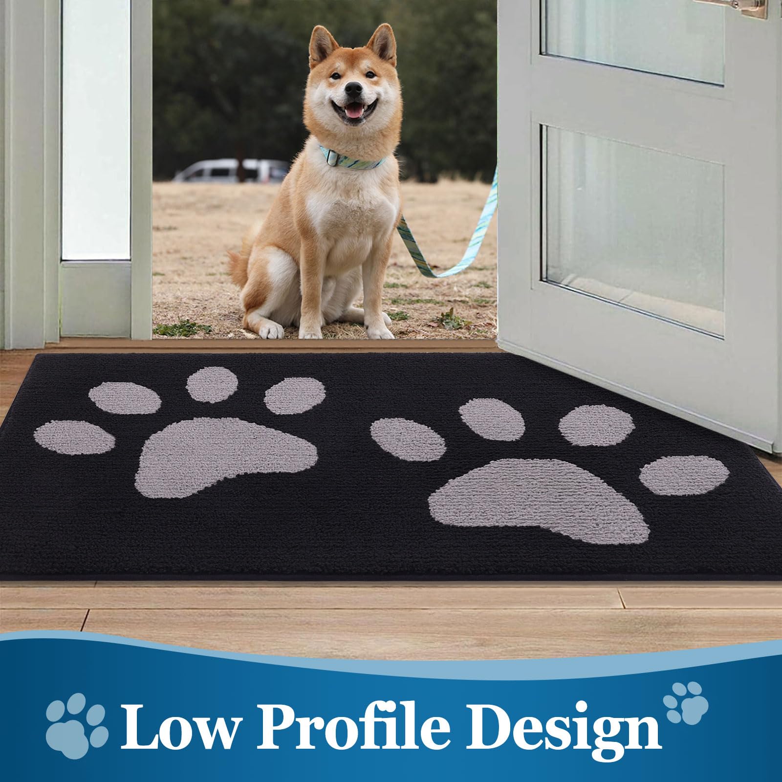 Buganda Dog Door Mat for Muddy Paws 70x24, Absorbent Doormat for Inside