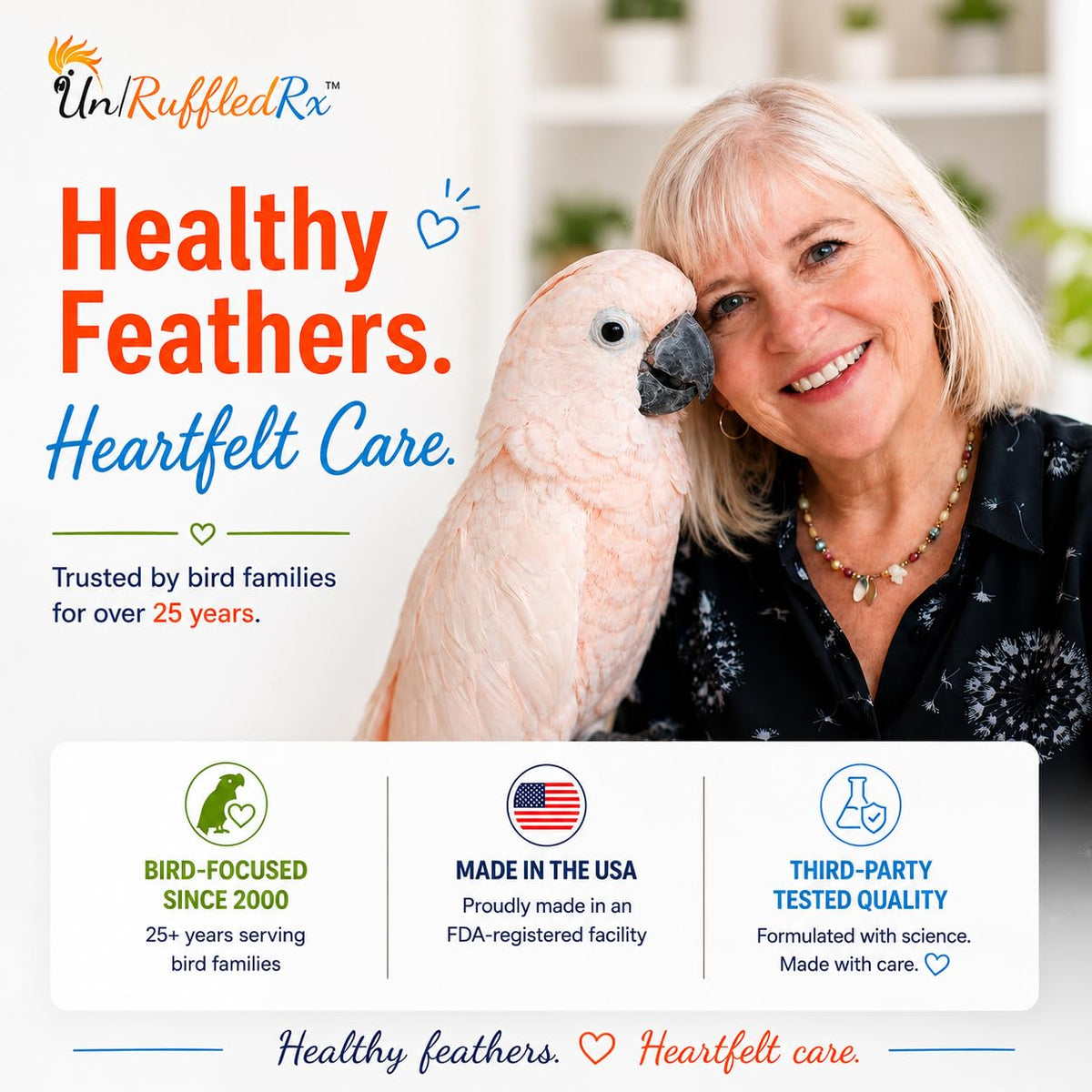 UnRuffledRx Aloe Vera Bird Spray for Parrots | Gentle Daily Support for Itchy Skin, Scratching, Dry Feathers & Feather Comfort | Fragrance Free & Safe if Preened, 8 oz