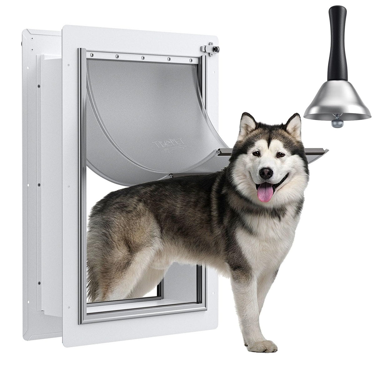 Pet Door for Wall - Steel Frame, Telescoping Tunnel & Double Silicone Flaps Dog Door, Cat Doors with Secure Lock (Cat Up to 10 lbs) - Small