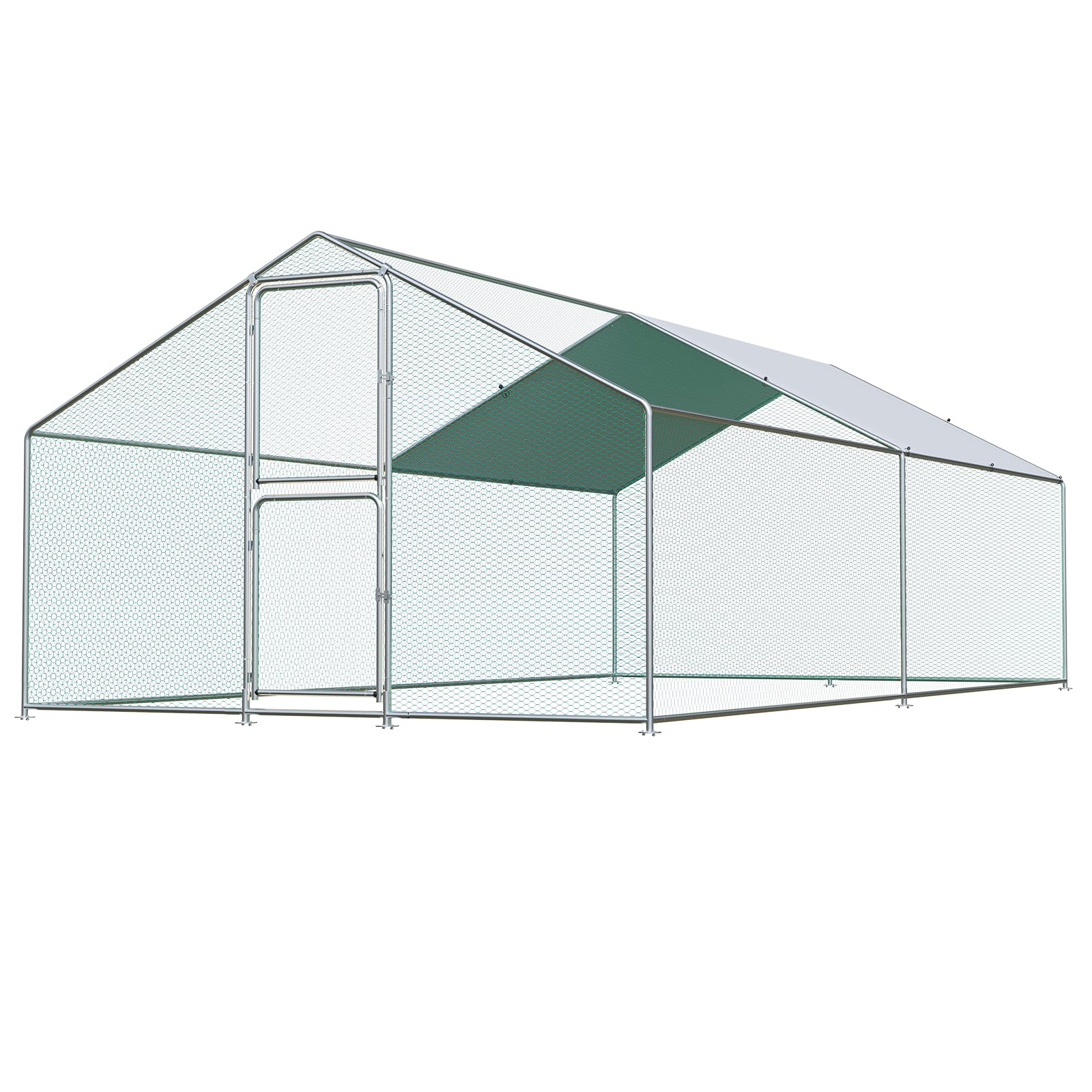 Airynee Large Chicken Coop, Chicken Coops for 20 Chickens, Chicken Runs for Yard with Water Poof & UV Resistance Cover, Spire Roof Chicken Coop Run with Double Lockable Doors for Outdoor Backyard