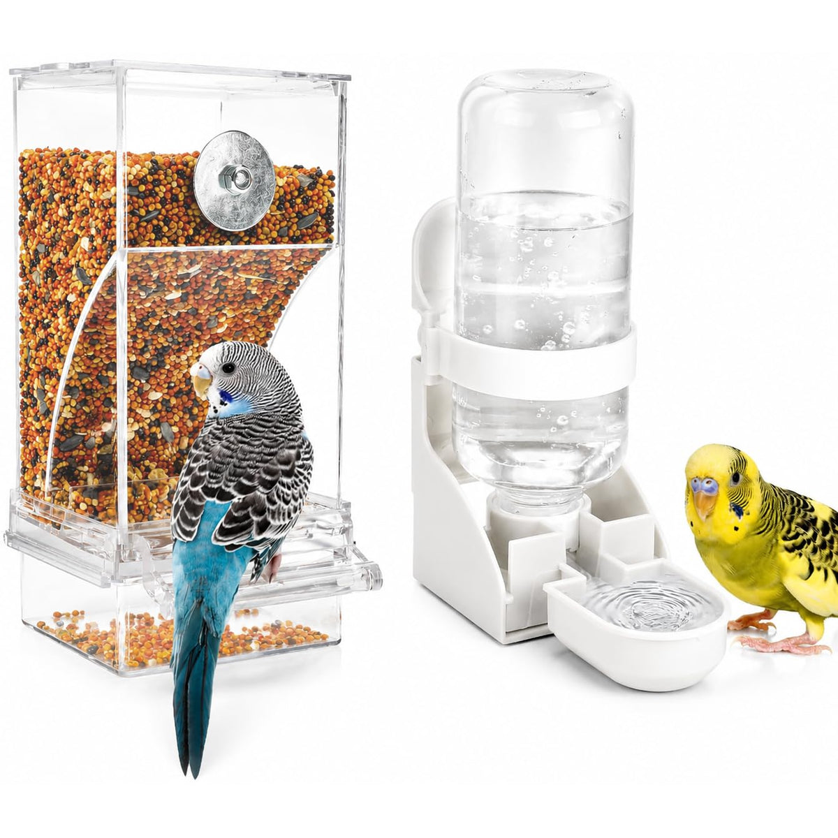 Rypet No-Mess Bird Feeder and Water Dispenser Set for Small Birds
