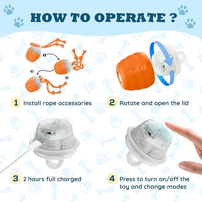 HVUATQ Interactive Dog Toys - Motion Activated Balls for Medium/Large Dogs, Automatic Moving Dogs Toy for Boredom, Interactive Dog Ball to Keep Them Busy(Light Orange)