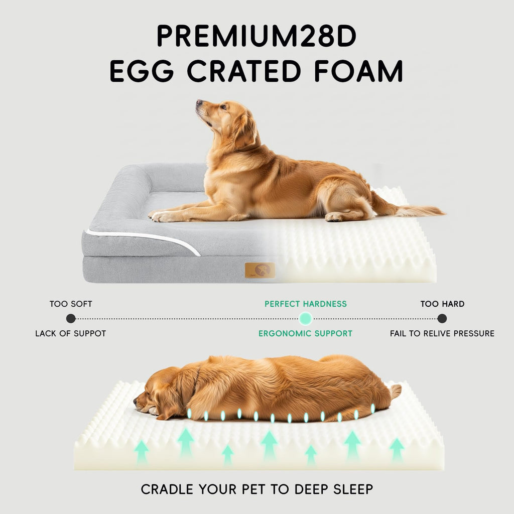 Homemate Dog Bed Large Sized Dog: 42"x30" Orthopedic Pet Bed with Toy