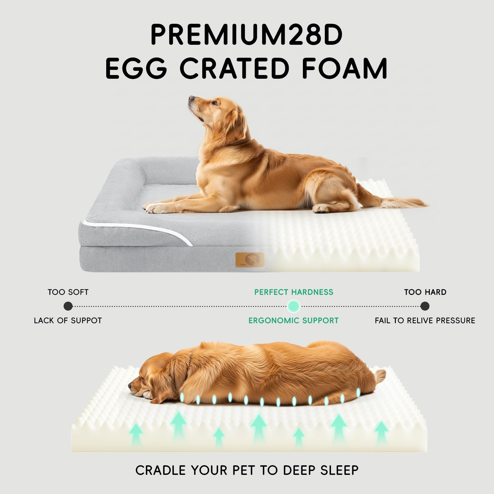 Homemate Dog Bed Large Sized Dog: 42"x30" Orthopedic Pet Bed with Toy