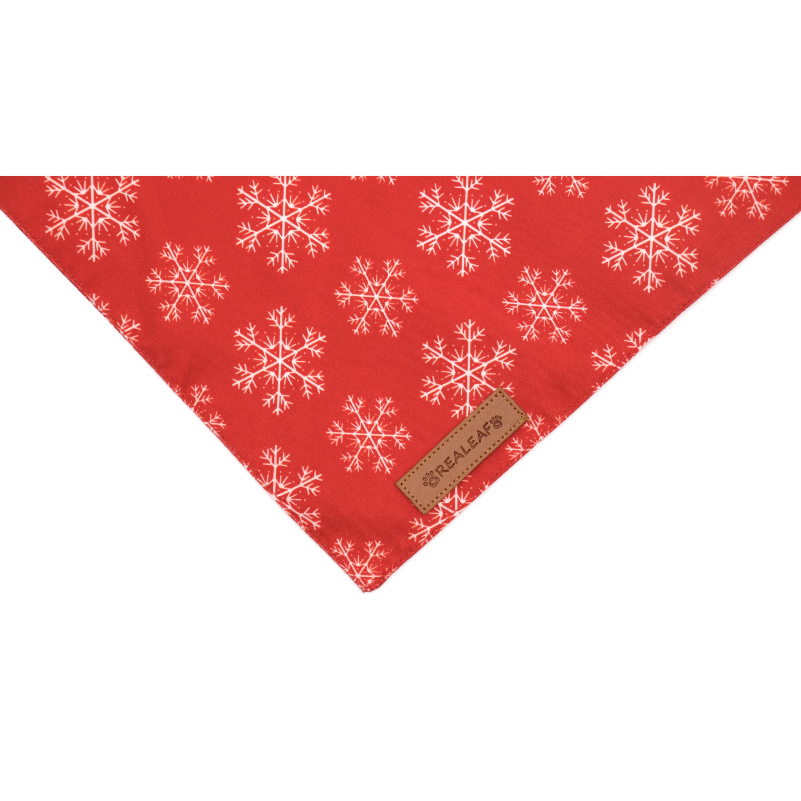 Realeaf Christmas Dog Bandanas 2 Pack, Snowflake and Santa Claus Dog Scarf for Boy and Girl, Premium Durable Fabric, Holiday Red and Green Bandana for Medium and Large Dogs Cats Pets (Large)
