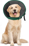 Allroaring Adjustable Dog Cone for Spay, Comfy Recovery Collar Green L
