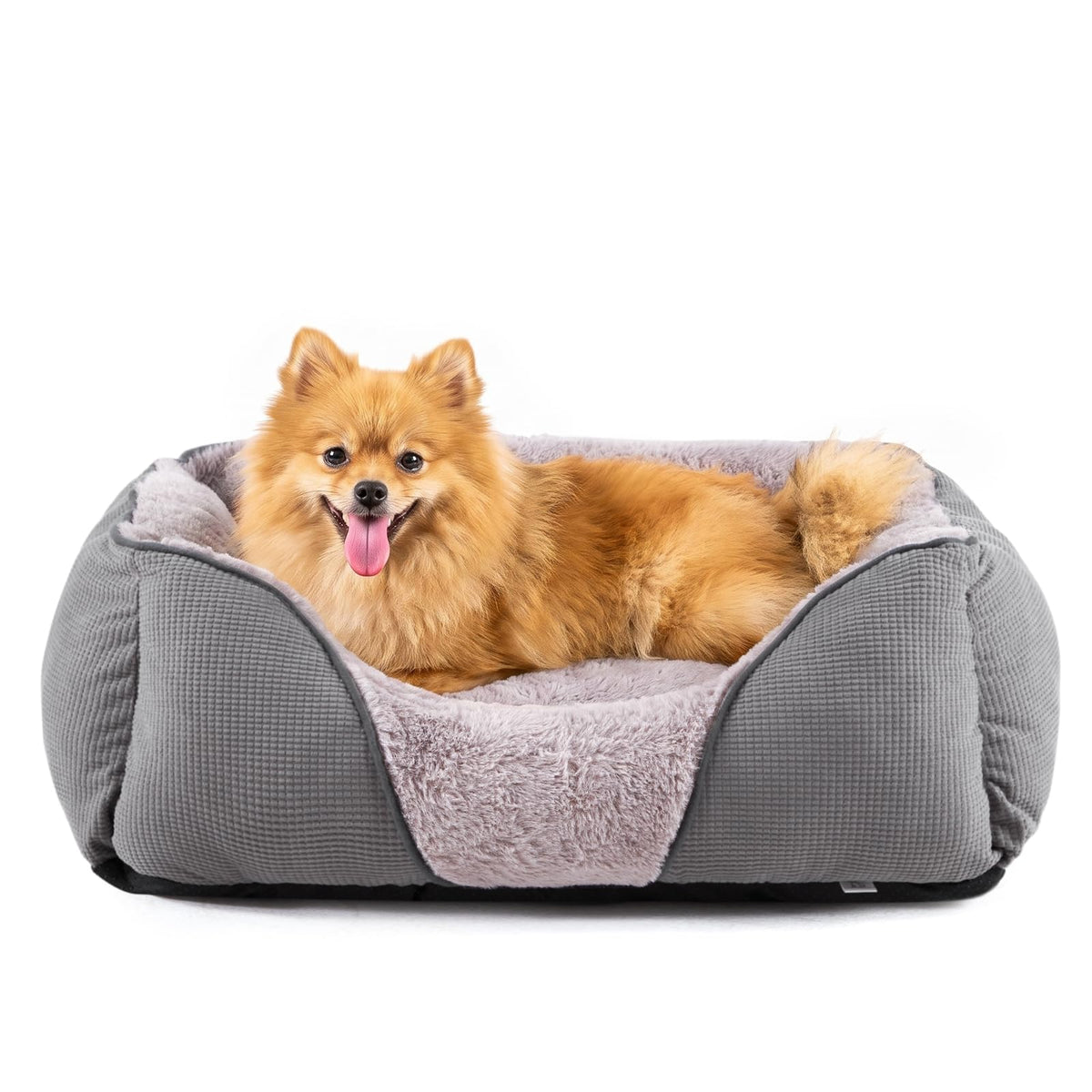 MIXJOY Dog Bed for Large Medium Small Dogs, Rectangle Washable Sleeping Puppy Bed, Soft Calming Cat Beds for Indoor Cats, Orthopedic Pet Sofa Bed, Anti-Slip Bottom with Multiple Size (25'', Grey)
