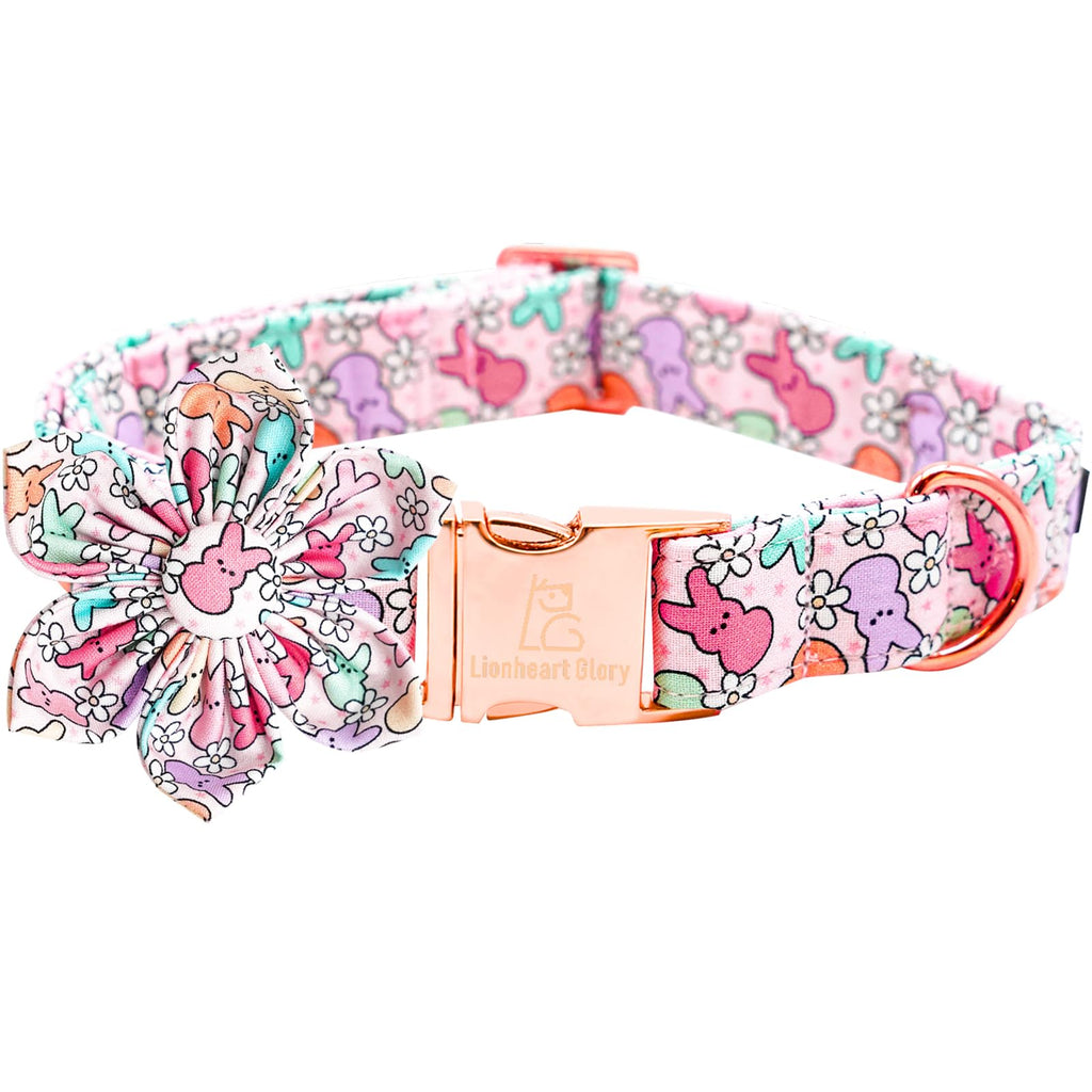 Lionheart glory Easter Day Dog Collar with Flower Dog Collar for Large Dogs, Rabbits Dog Collars Colorful Dog Collar Spring Collars Pet Collar Flowers